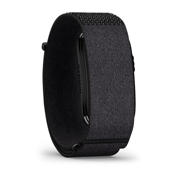 GARMIN CIRQA Smart Band schwarz, Schrägansicht von links auf das displayfreie Sensormodul im Textilarmband