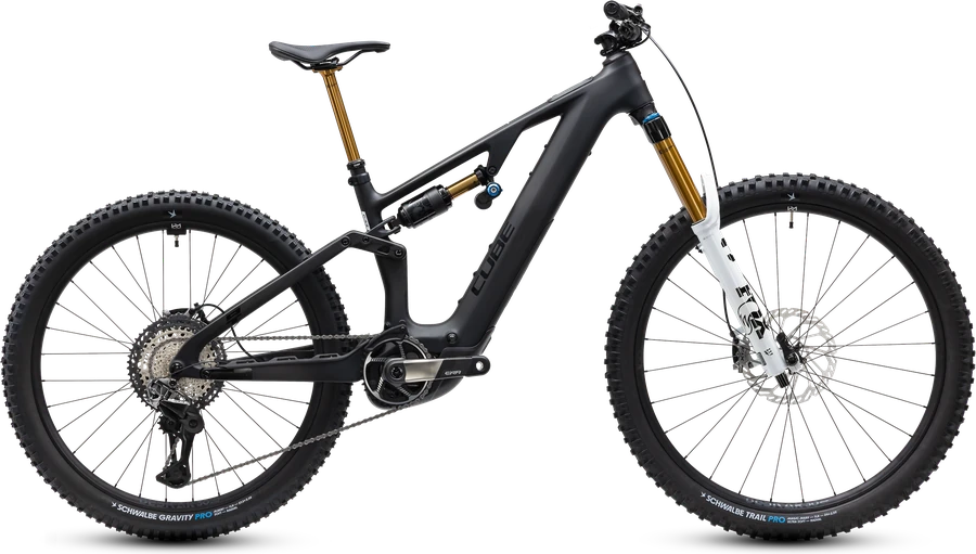 CUBE AMS Hybrid 177 C:62 AT 2027 in carbon´n´white, freigestelltes E-Mountainbike in der Seitenansicht von rechts